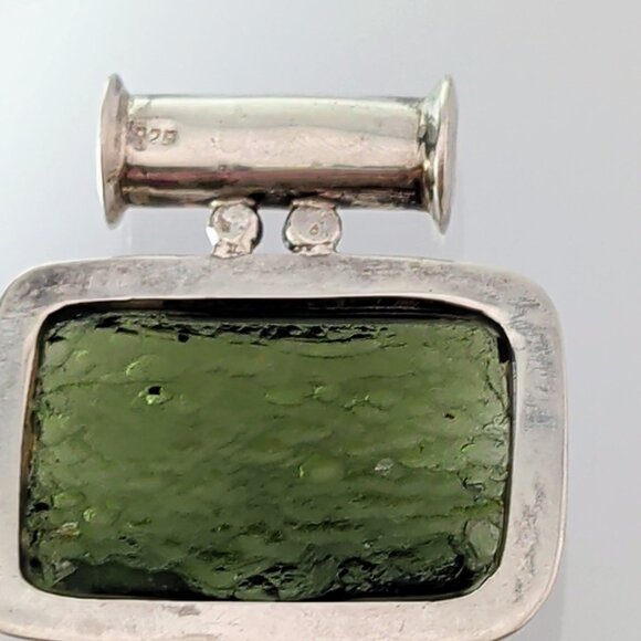One of a Kind Moldavite & Sterling Silver Pendant With Faceted & Raw Sides - Picture 12 of 13